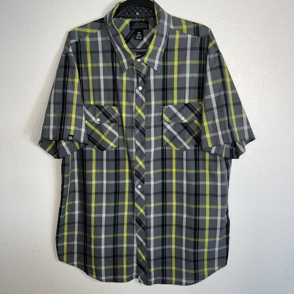 Hart & Huntington 2XL Short Sleeve Button Down Gray Shirt